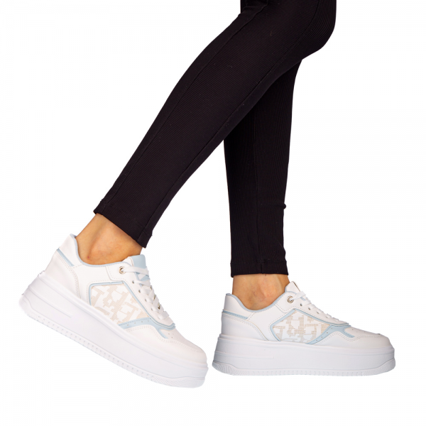 Γυναικεία αθλητικά παπούτσια Asiona λευκά με μπλε, 4 - Kalapod.gr